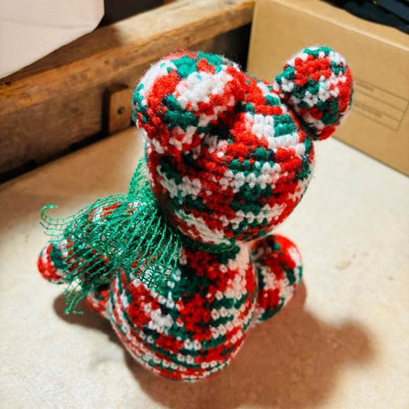 Crocheted Teddy Bear-Christmas Colors - Picture 2 of 2